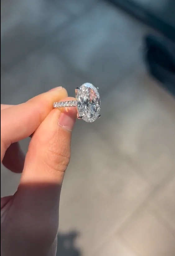 

IGI Lab Diamond Ring Oval D Color 1 2 3Ct Solid 14K White Gold Ring Diamond wedding ring