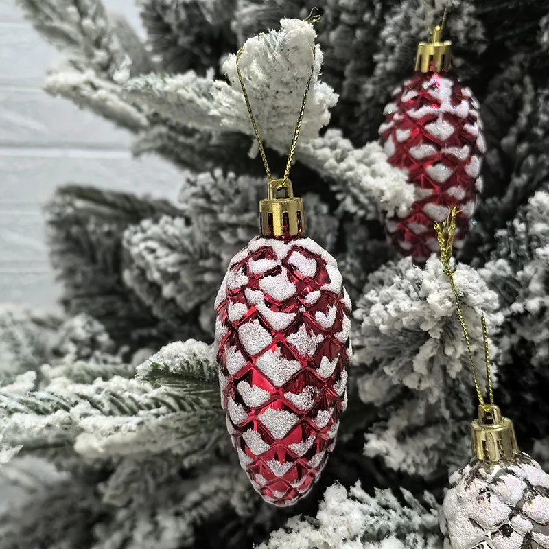 5 Stücke Weihnachten Glitzernde Tannenzapfen Ornamente Set Festliche Glänzende Hängende Dekorationen Mit Rot/Gold/Silber Für Weihnachtsbaum Dekor 2026