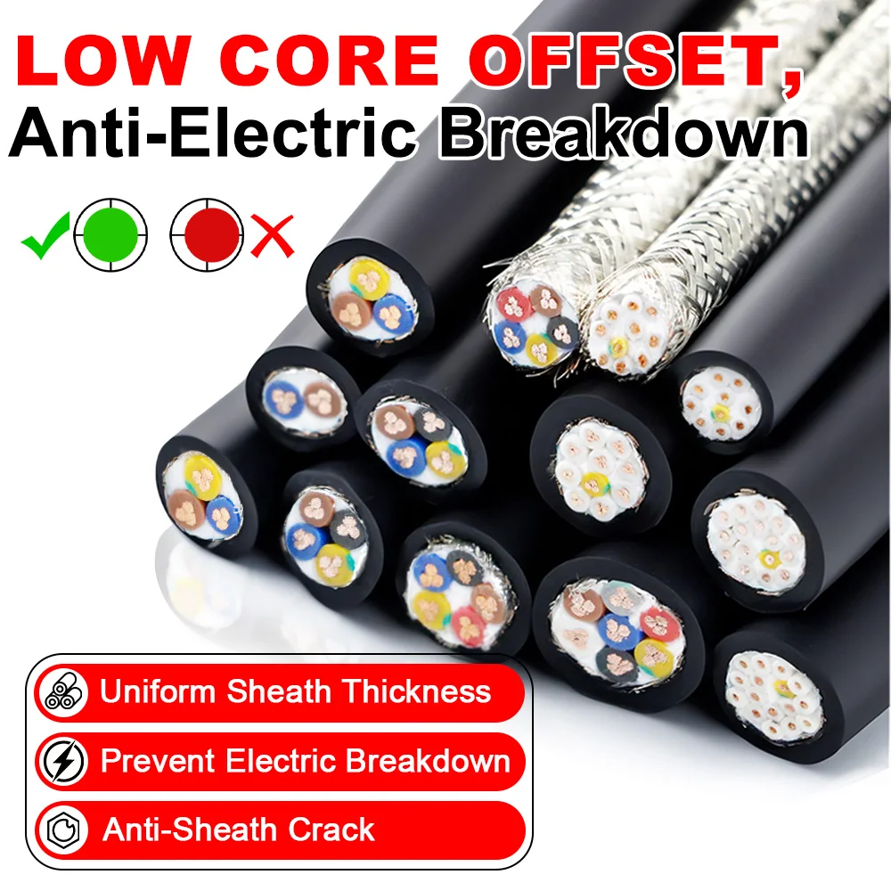 TRVVP Shielded Drag Chain Cable 20AWG 18AWG Wire 2 3 4 5 6 Cores Highly Flexible Copper Cable for Arms Wear-Resistant Robotic