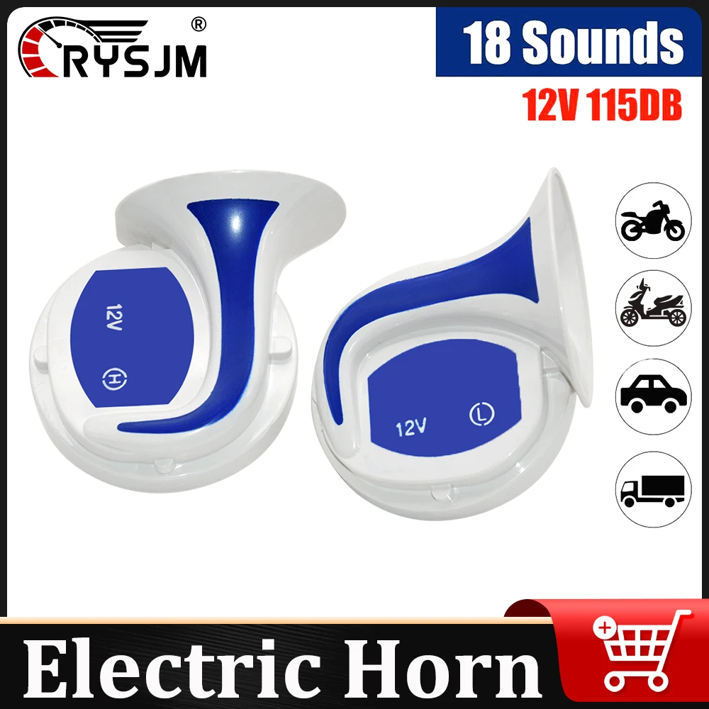 

* 12V Car Horn 115DB Motorcycles Horn Speaker Waterproof Electric Horn Siren Loud Air Snail Horn 18 Sounds Security Alarm System