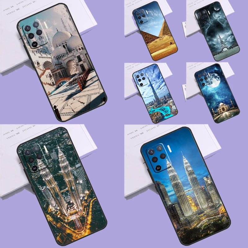 Pyramids Taj Mahal Dubai Case Cover For OPPO A78 A98 A15 A17 A54 A74 A94 A77 A52 A72 A5 A9 A53 A16 A76 A96 A54s A57s