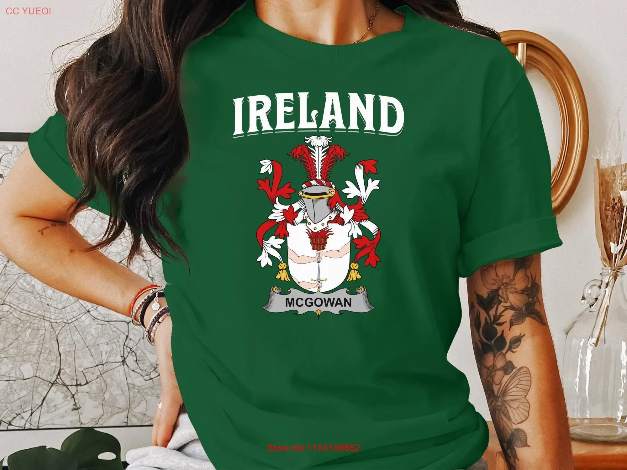 Camiseta con escudo de armas McGowan, apellido irlandés, reunión familiar, Idea del Día de San Patricio, ropa Heritage de Irlanda