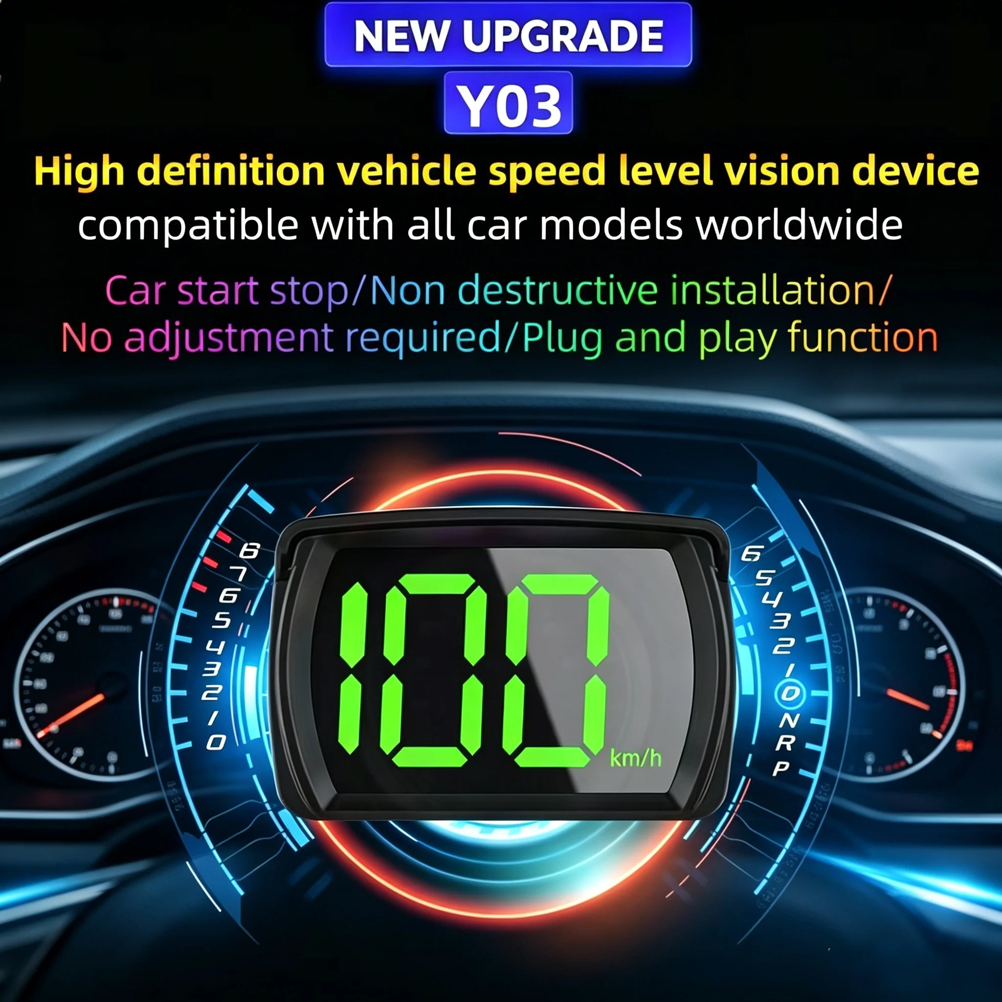 Y03 Car GPS Head Up Display Digital Speedometer for HUD KMH Gauge Automotive Accessories Speed Meter