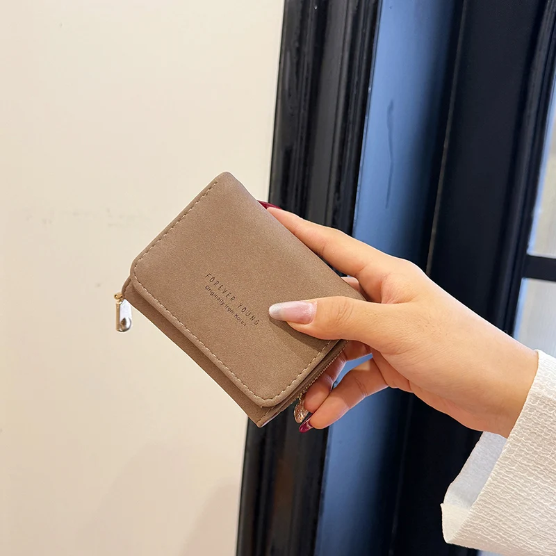 Solid Nubuck Wallet Women's Purse 2025 New Short Folding Simple Small Money Ladies Bag Multi-functional Coin Bag Female ultra