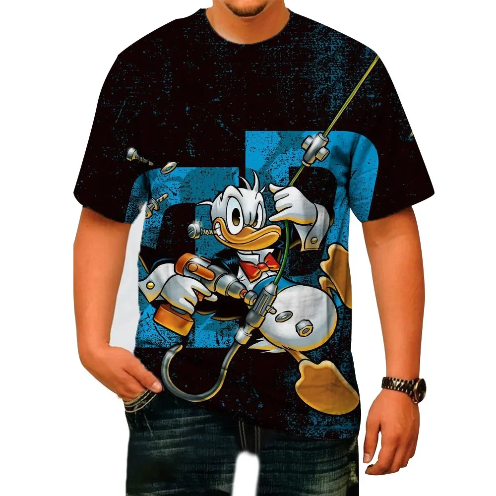 Disney Boy Girl T-shirts Donald Duck Mens T-shirts 3D Printing Fashion Short Sleeve Oversized Mens T-shirts MINISO Mens Clothing