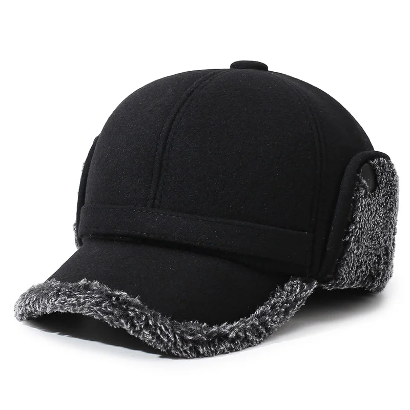 Winter Thickened Baseball Cap for Middle-Aged And Elderly with Windproof Ear Protection Cotton-Lined Warm Casual Visor Cap