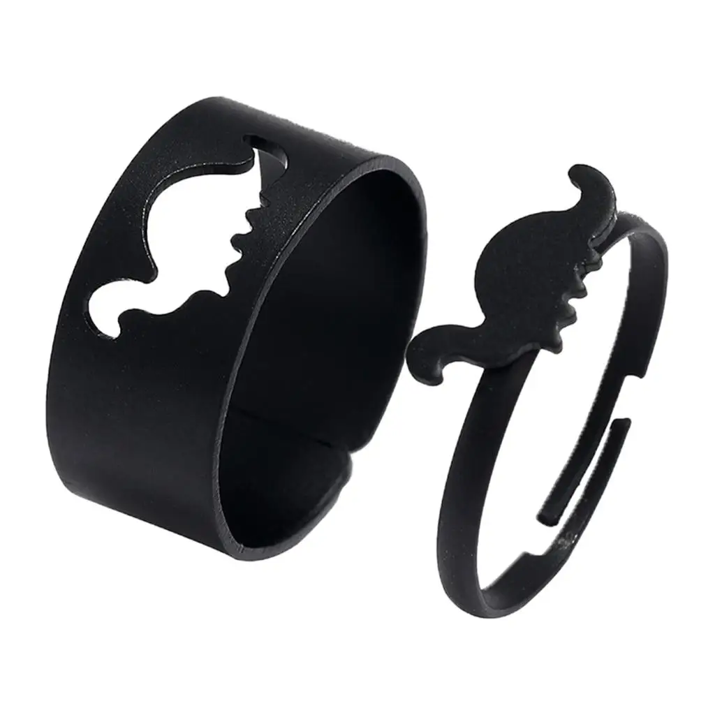 2 Pieces Matching Dinosaur Rings Set Couple Open Rings for Wedding Jewelry