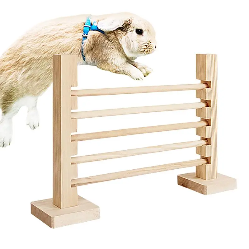 Jump Hurdle Bar Wood Jump Bar Obstacle Game for Rabbit Multifunctional Easy Assembly Activity Toys Set Height Adjustable