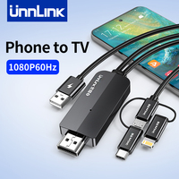 Unnlink Phone to TV Cable Mirror Cast Android Lightning Phone to HDMI Converter with Bluetooth Audio for iPhone Samsung
