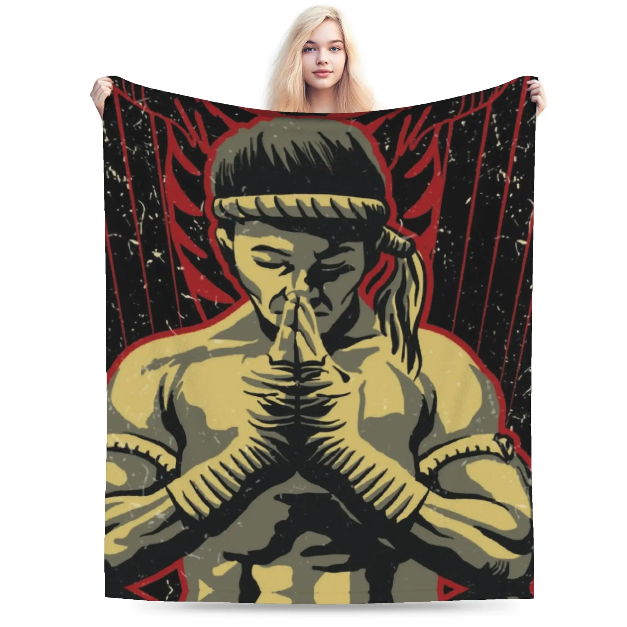 Custom Muay Thai Tiger Blanket Soft Fleece Spring Warm Flannel Fighter Thailand Boxing  for Sofa Outdoor Bedroom Bedspread