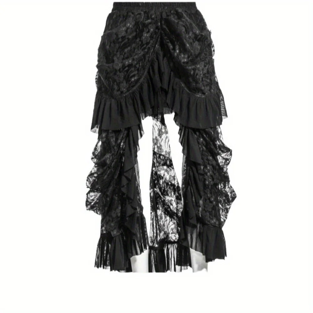 Vestido de fiesta gótico Steampunk euroamericano: vestido largo de encaje con cola de pájaro más vendido para mujer, ropa de noche formal inspirada en el punk