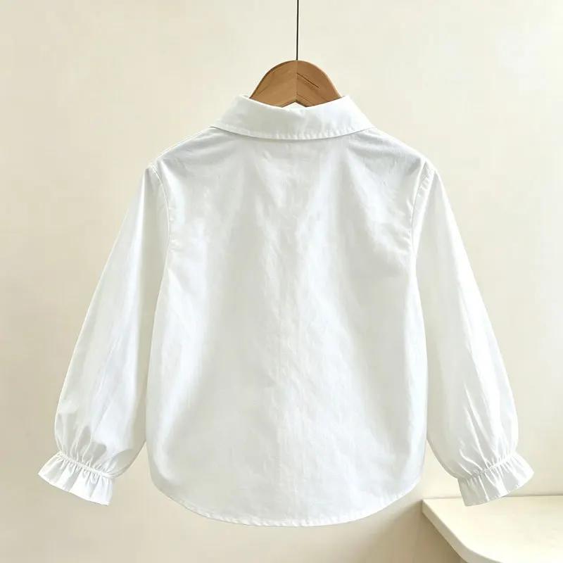 2026 Girls Spring Autumn Shirt New Korean Stylish Long Sleeve White Shirt Medium Large Fashion Base Layer Top