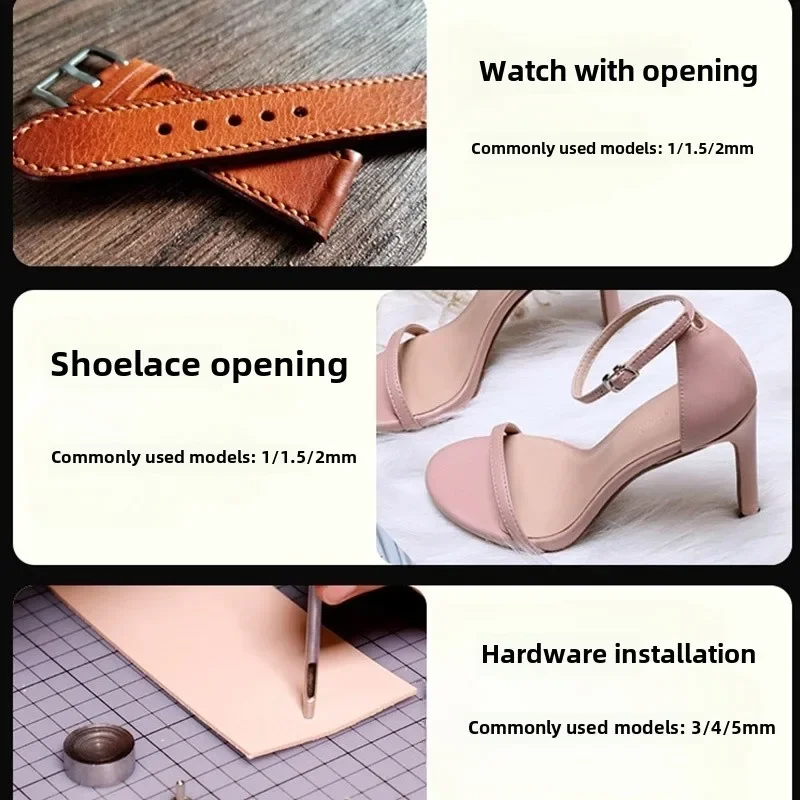 6pcs Mix Size Round Hole Punch Hollow Cutter Set Lot for Gasket Rubber Leather Craft Belt Bag Clothing High Hardness Steel image 3