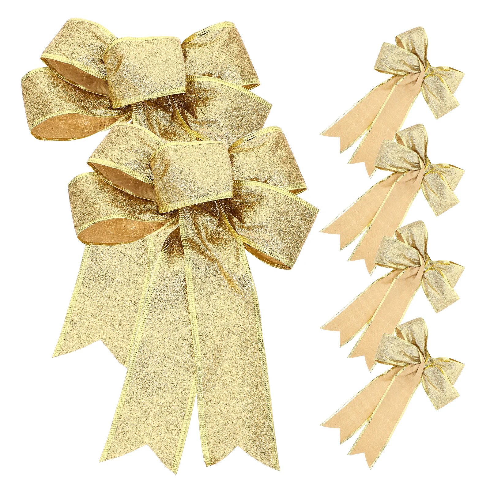 

6Pcs Christmas Tree Bowknot Classic Glitter Xmas Bow Decorative Hanging Ornaments Party Decor Bow for Wreaths Trees