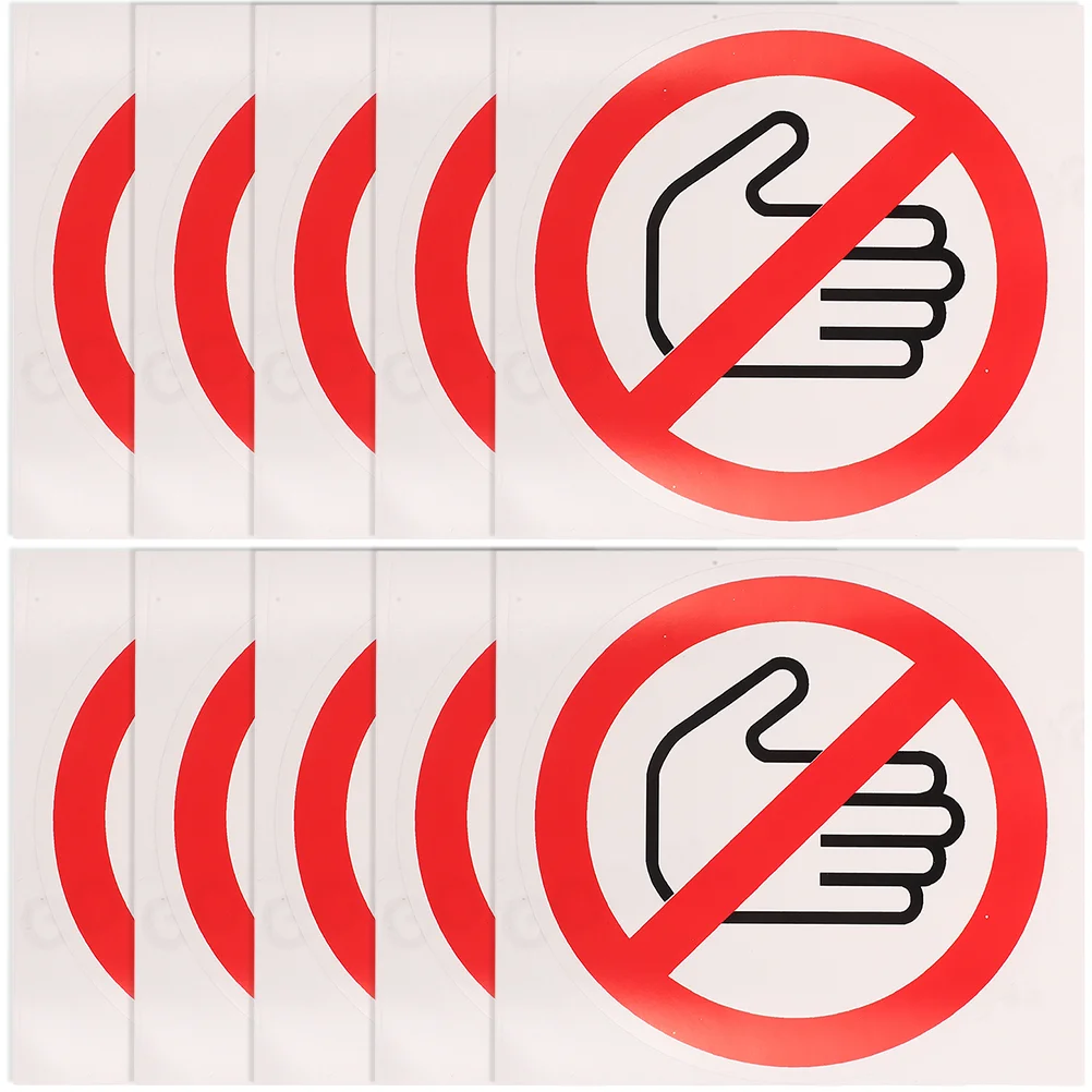 10 Pcs Safety Labels Vinyl Please Do Not Touch Sticker The Sign Warning Decals Wall Stickers Self-adhesive Caution