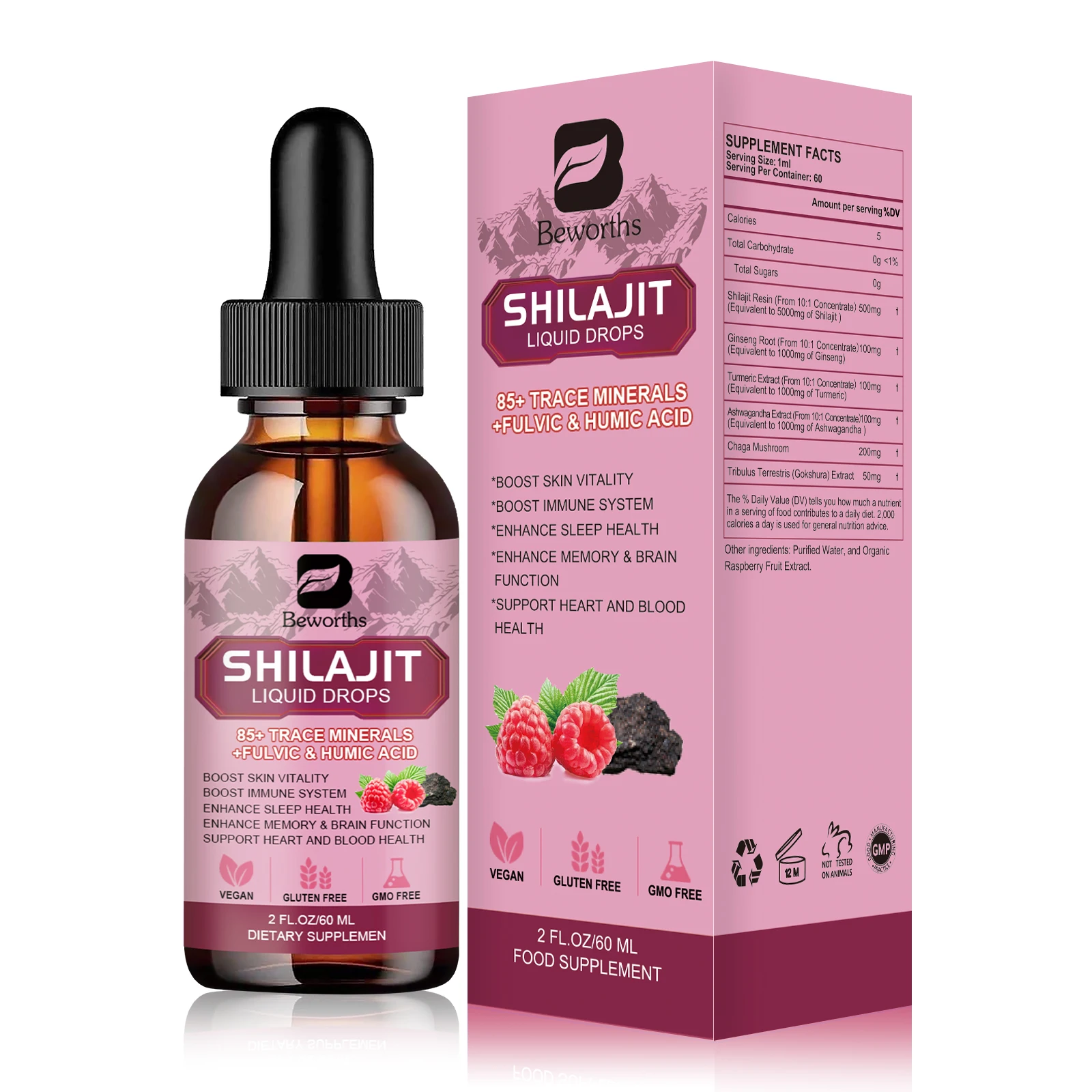 

BBEEAAUU Shilajit Liquid Drops with Fulvic Acid & 85+Trace Minerals Support Heart,Liver Sleep and Digestive Health Antioxidant