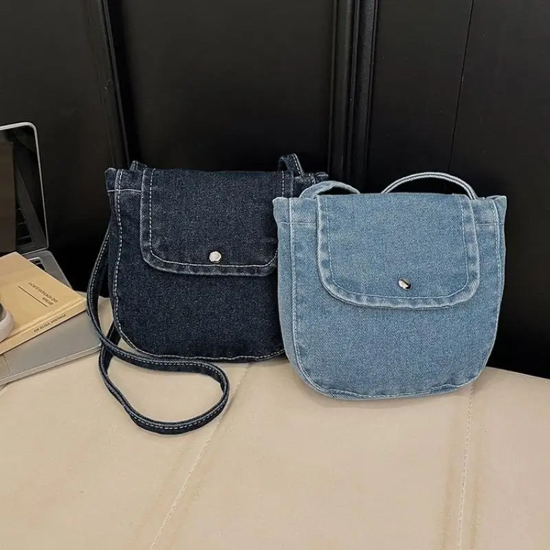 Trendy Denim Crossbody Bag for Women Fashionable Shoulder Purse Soft Handbag for School Campus