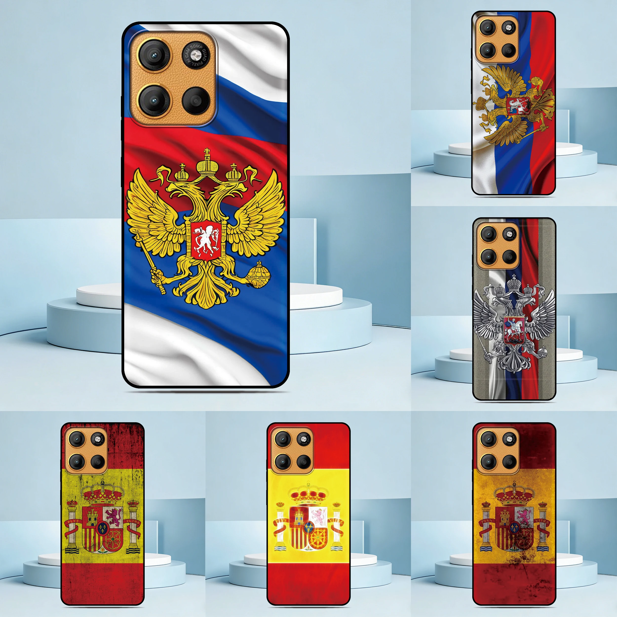 Funda para Teléfono con Diseño de Rusia, España y México para iPhone 17, 16, 15, 11 Pro Max, X, 7, 8, SE 3, 2, 2020, 2022, iPod Touch 7, 6, 5, con Foto o Imagen Personalizada
