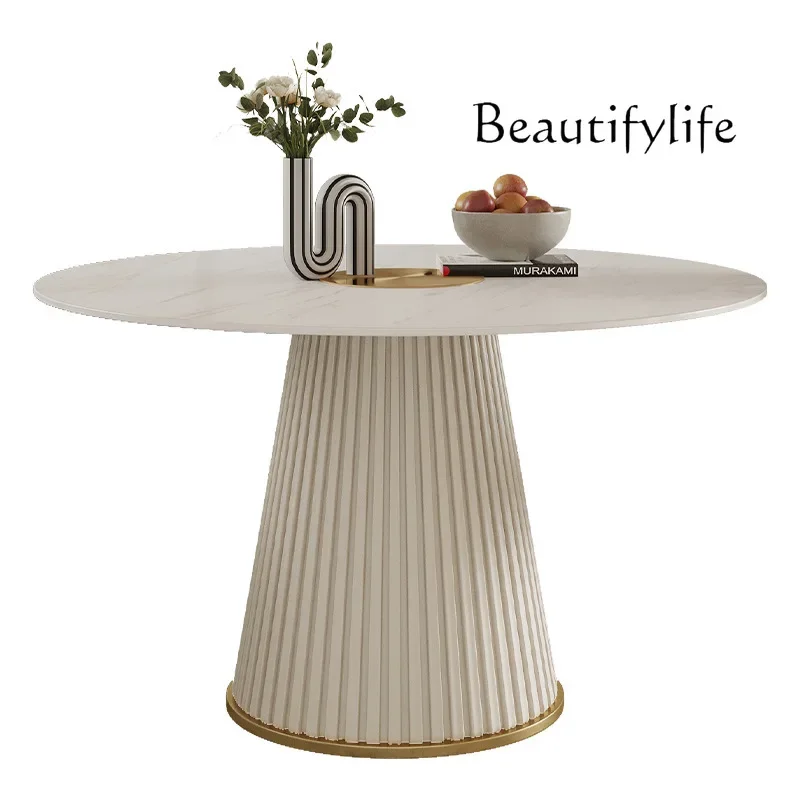 X35 Nordic Bright Rock Slab Round Dining Table Modern Simple Household Small Apartment Dining Table Лягушки