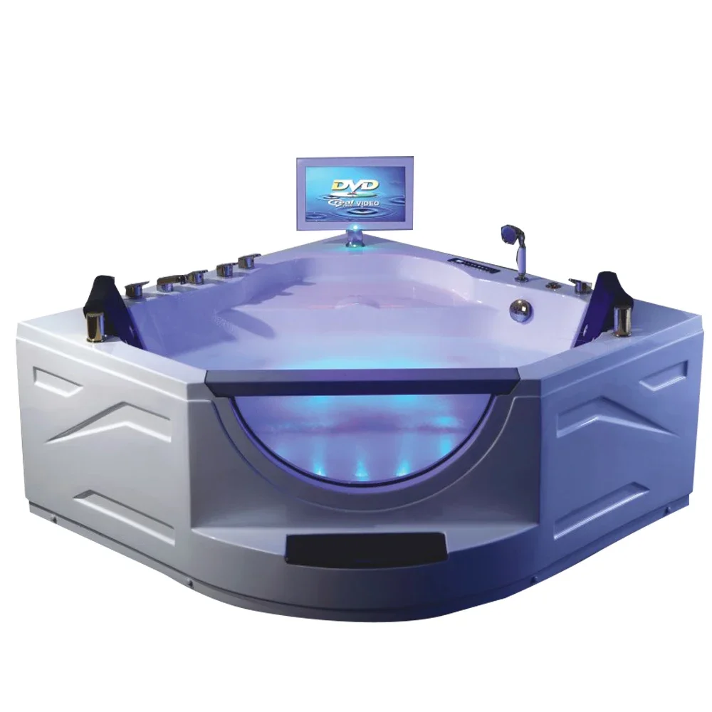 &c Modern European Style  Corner Whirlpool Bathtub with FM Radio & Massage Cheap Rectangle Design for Hotels
