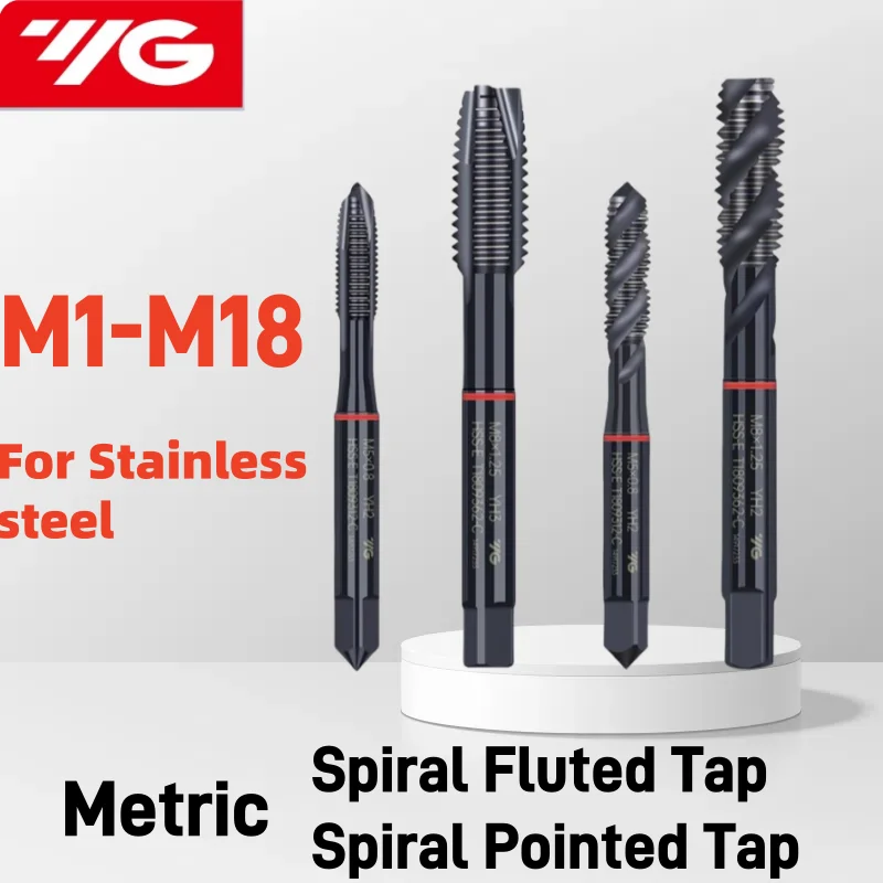 

1pcs South Korea YG HSSE INOX JIS Metric Spiral Fluted Tap M2M2.5M3M4M5M6M8M10M12-M18 Spiral Pointed Tap Machine With Red Circle