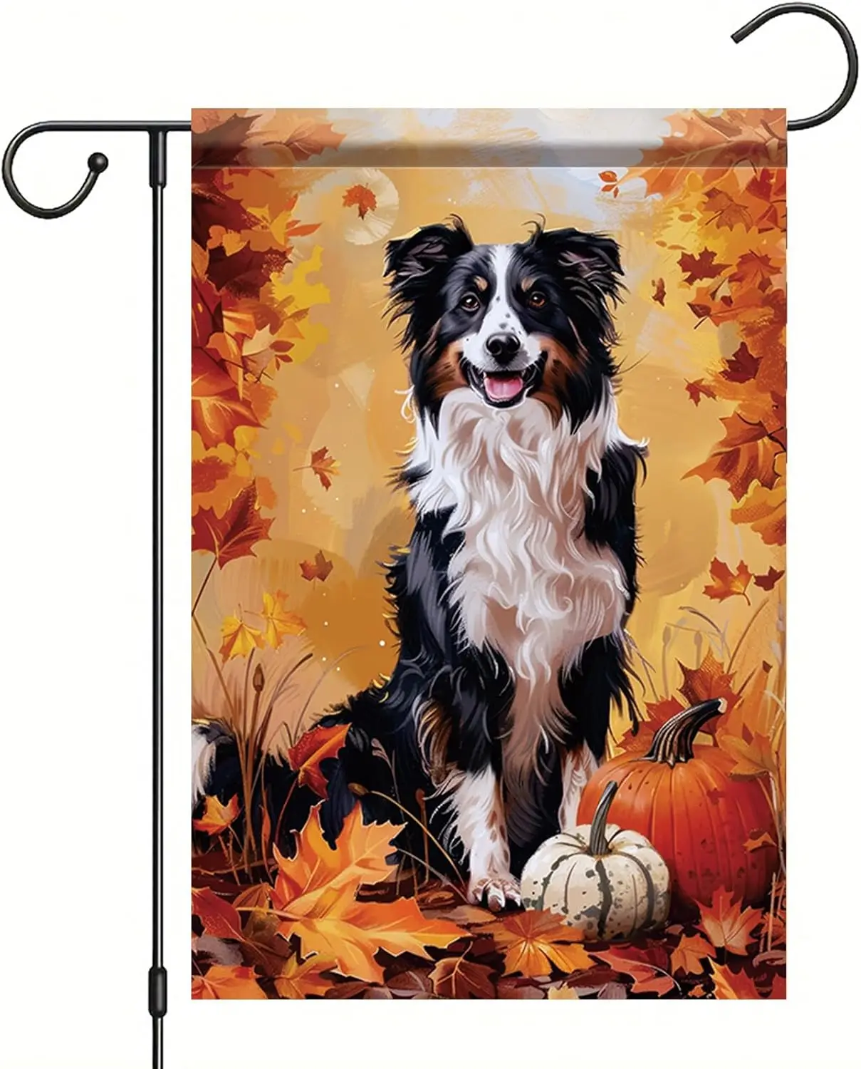 Thanksgiving Fall Garden Flag Australian Shepherd Dog Flag 12x18 Inch Double-Sided Pumpkin Leaf Yard Banner Autumn Outdoor D jjp