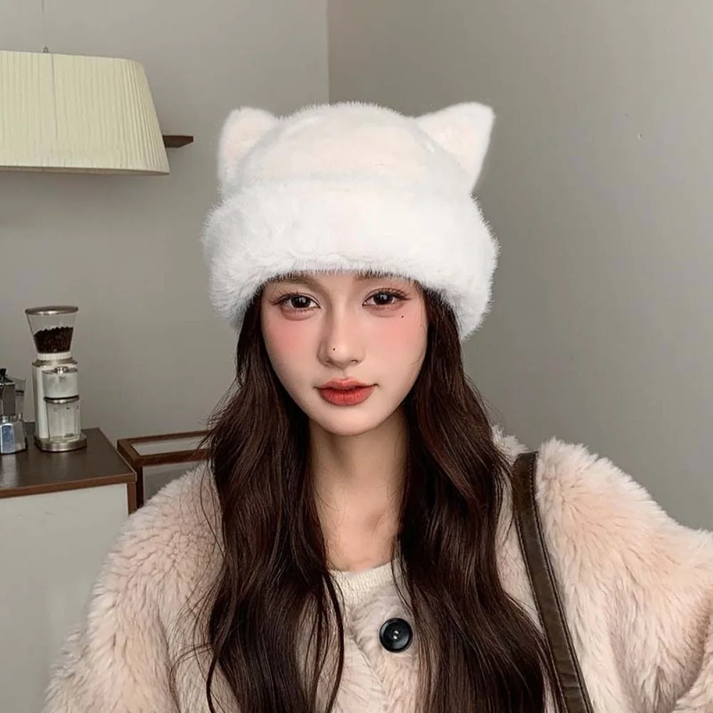 تنوعا تقليد فرو المنك ليوبارد الأذن قبعة لينة كل مباراة Brimless قبعة قبعة الكورية نمط مطاطا أفخم الدبب قبعة زوجين #3