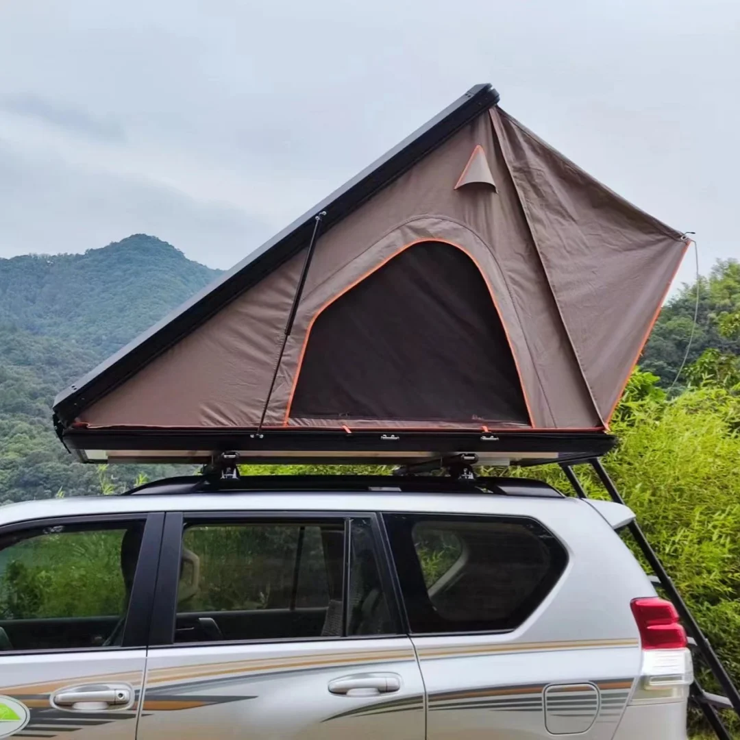 Professional Outdoor Foldable Lightweight 4-5 Person Hard Shell Aluminum Car Rooftop Tent With Skylight
