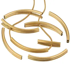 10pcs Stainless Steel Curved Tube Jewelry Making PVD Plated Gold Straight Beads Connector Bracelet Necklace Diy Jewelry Finding