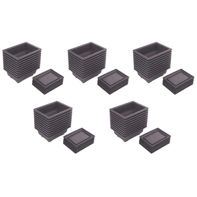 50 Packs Bonsai Training Pots With Tray Plastic Bonsai Plants Growing Pot For Garden Yard Living Room Balcony 16.5X12cm