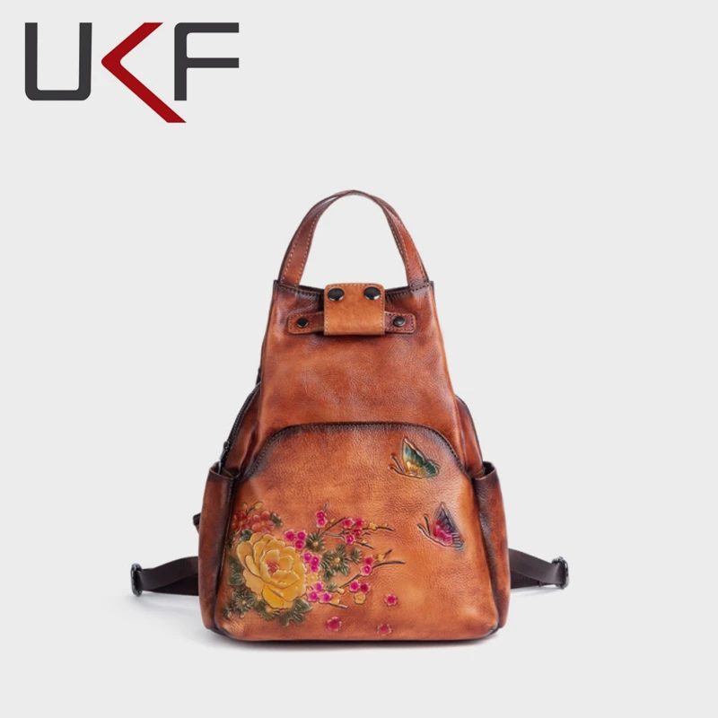 

UKF Vintage Style Women Backpack Leather Brush Off Female Shoulder Bags For Women Large Capacity Travel Bag Bolas Hobo Mochilas