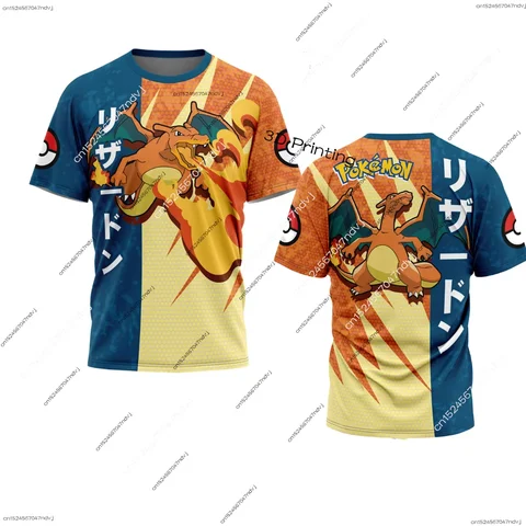 2025 Ny Pokemon T-shirt Pikachu Barn T-shirt Sommar Vuxna Herr/Dam Anime Kortärmade Toppar Casual Modekläder 8 best sales Pikachu T-shirt - №8