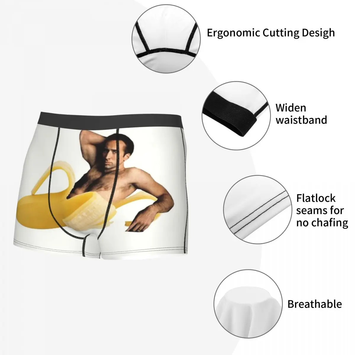 Custom Nicolas Cage In A Banana Boxer Shorts For Homme 3D Print Funny Meme Underwear Panties Briefs Breathable Underpants