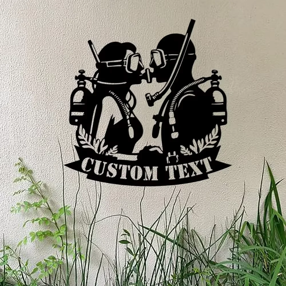 Custom Scuba Diving Art for Home Metal Wall Art,Personalize Couple Name Exceptional Giftfor Couples,Striking Scuba Diving Design