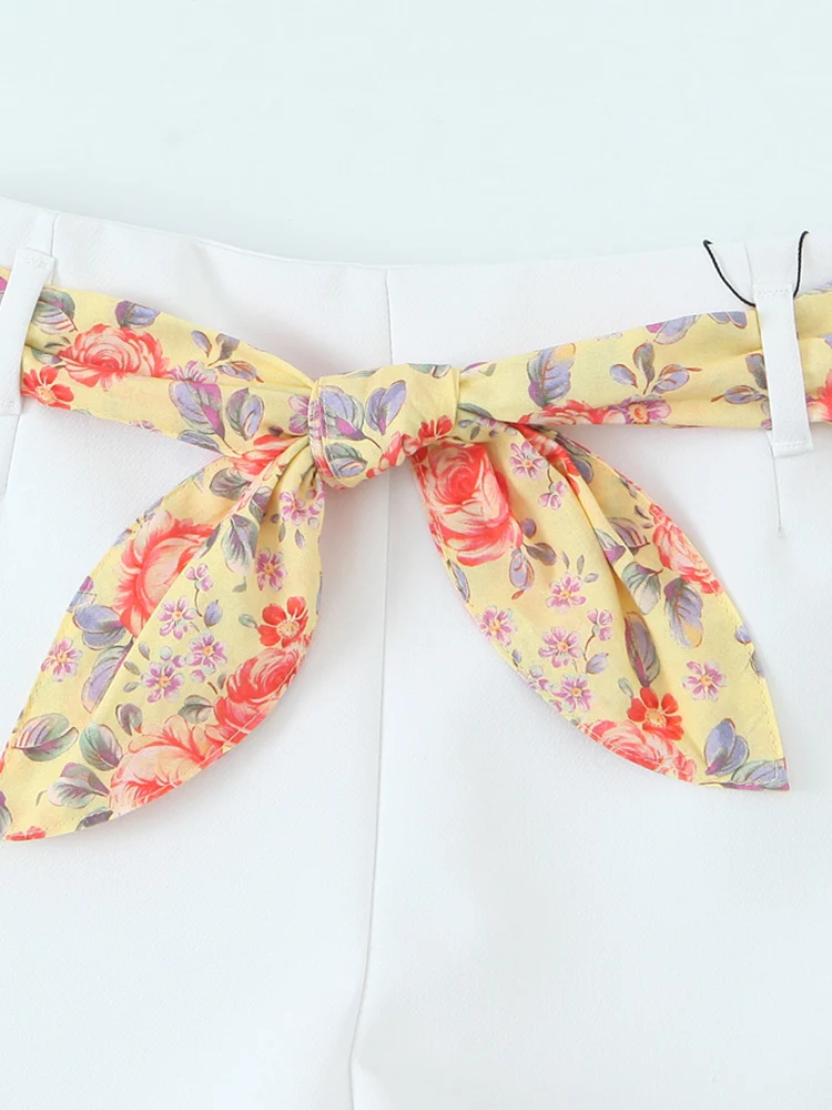 KUCLUT أزياء النساء مع حزام أبيض الجانب سستة ألف خط التنانير الصغيرة السراويل خمر عالية الخصر الإناث شيك سيدة السراويل