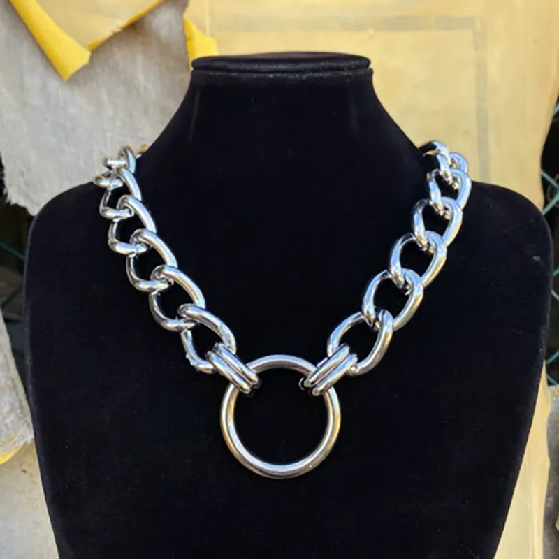 New Product Exaggerated Simple Thick Chain Necklace Punk Geometric Circle Personalized Necklace Fashionable Jewelry Accessories