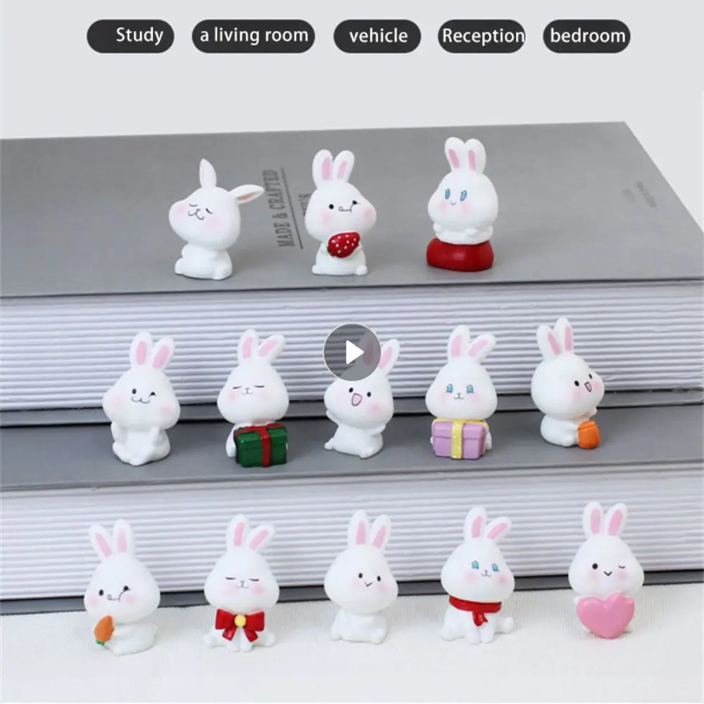 Cute Bunny Ornament Safety Environmental Protection Hand-painted Cartoon Resin Home Decoration Simulation Animal Smear Evenly