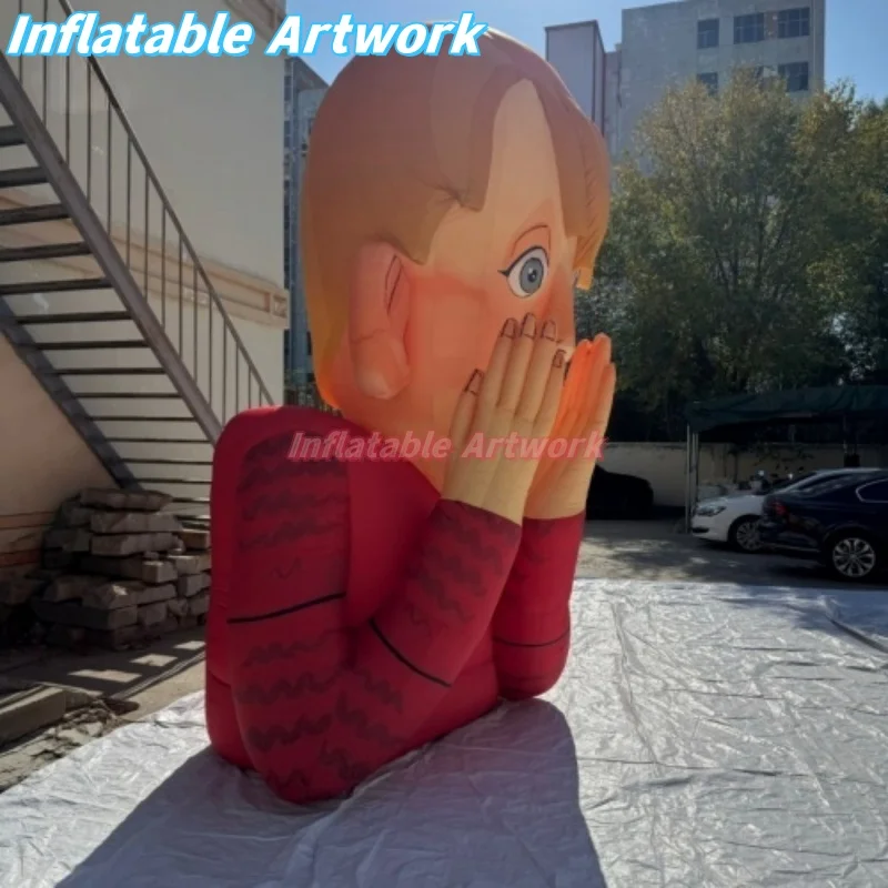 Personalized 4 Meters Tall Large Inflatable Scared Expression Figure for Outdoor Decoration Toys