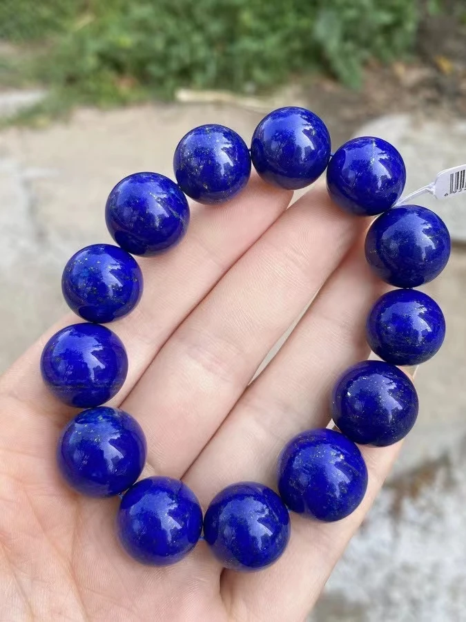 Natural Blue Lapis Lazuli Stone Beads Bracelet 16-18mm Women Men Stretch Round Crystal Bracelet Fashion Jewelry AAAAAA