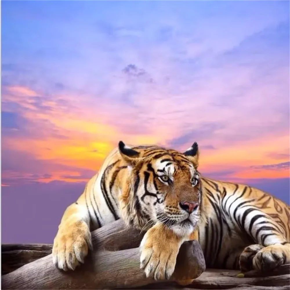 papel de parede 3d photo Tiger leopard wall paper silk covering elephants wallpapers living room sofa bedroom TV backdrop mural