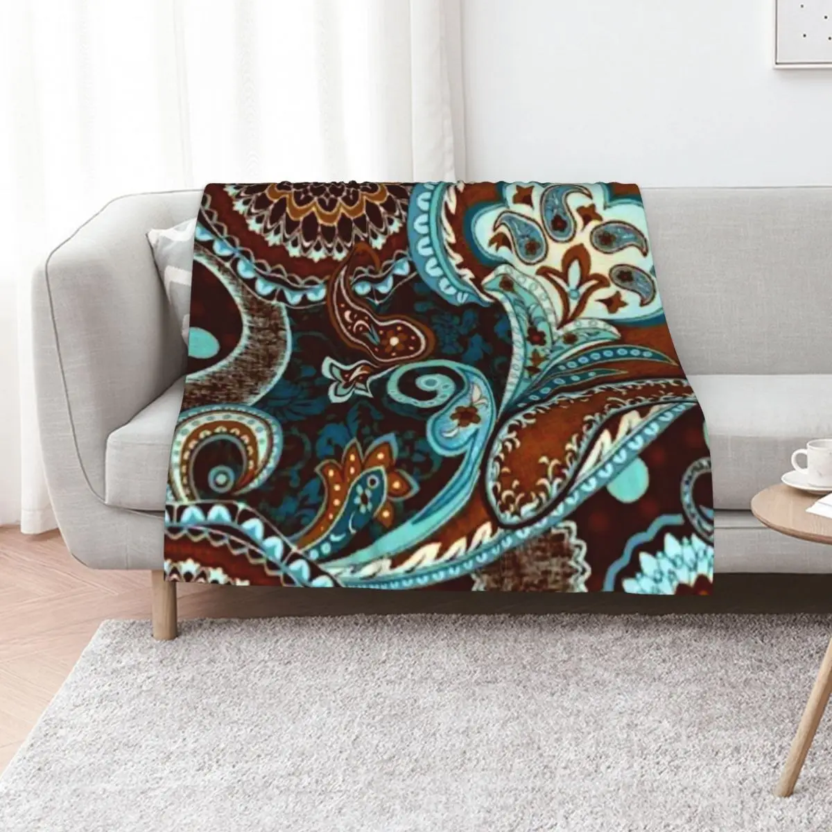 Turquoise Brown Vintage Paisley Throw Blanket Moving Sleeping Bag Thin for babies warm winter Luxury St Blankets