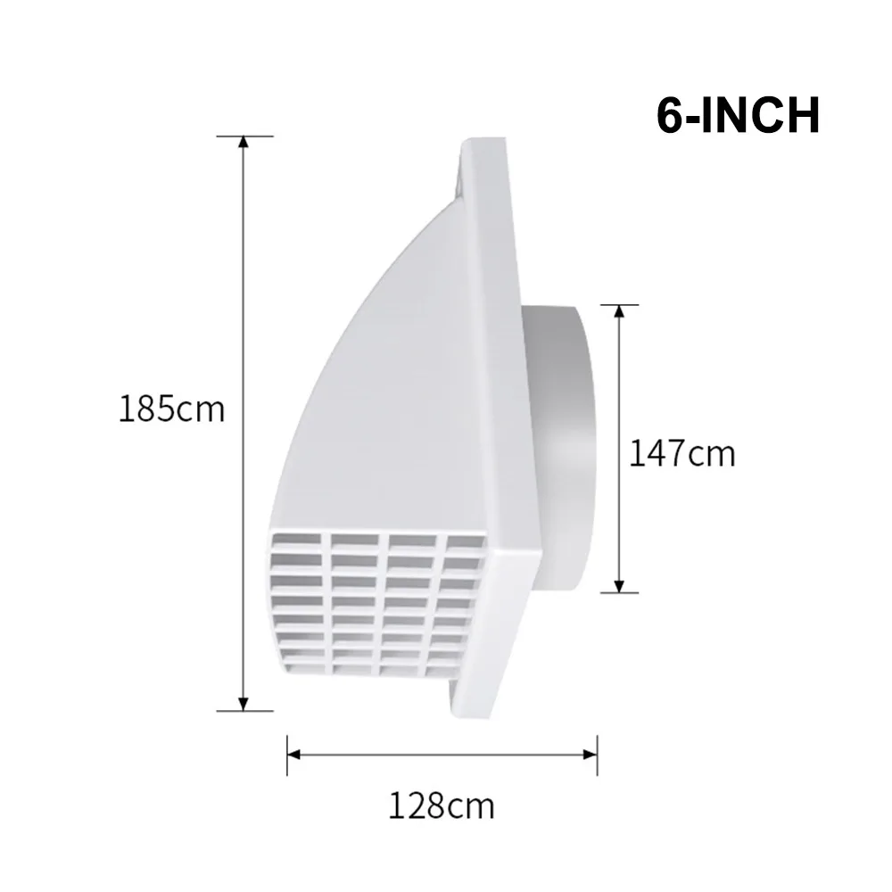 Grille de ventilation murale extérieure en ABS, design anti-pluie avec valve, pour conduit de hotte 