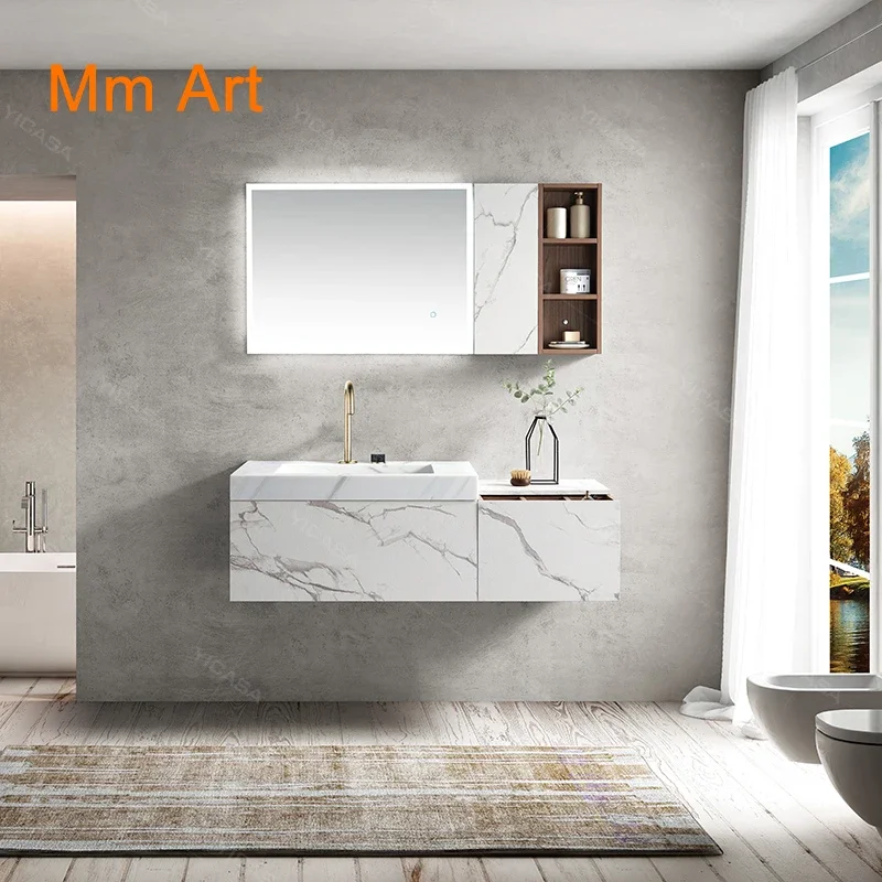 popular luxury design white marble color top bathroom vanity