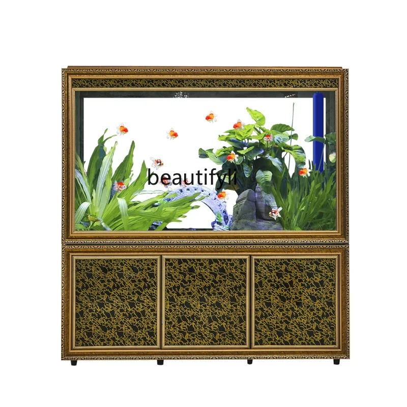 

Living Room Dragon Fish Tank Large Floor Household Hallway Ecological Glass Bottom Filter Office Subareas Screens Fish Globe H