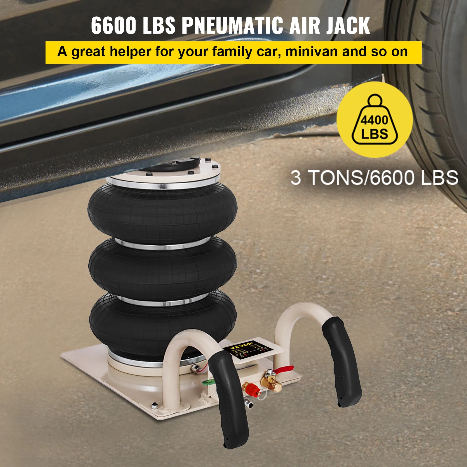 VEVOR 2  Car Jack Double / Triple Bag Air Jack Pneumatic Jack Fast Lifting Height 30 / 40CM Van SUV Car Lift Repair Tool