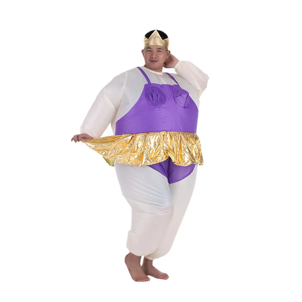 Cute Adult Inflatable Ballerina Costume Fat Suit for Women/Men Air Fan Operated Blow Up Halloween Party Fancy Jumpsuit Outfit