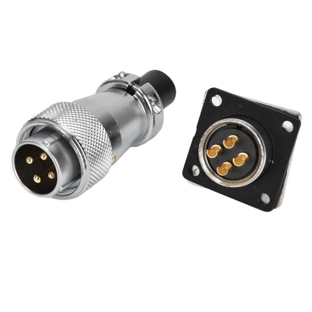 WS20 Aviation Plug Socke Waterproof 4 Pin Electrical Power Connector AC 500V 25A Metal Thread Aviation Male Female Plug
