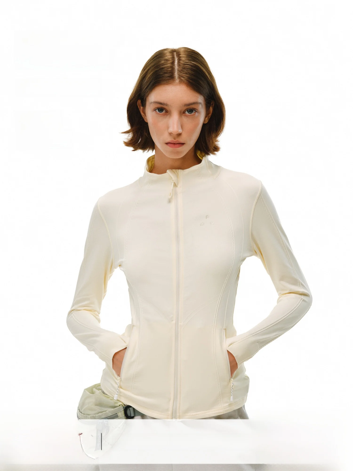 

Женский кардиган FPA с длинными рукавами на молнии, приталенный, черный, для активного отдыха, весенний, с высоким воротником