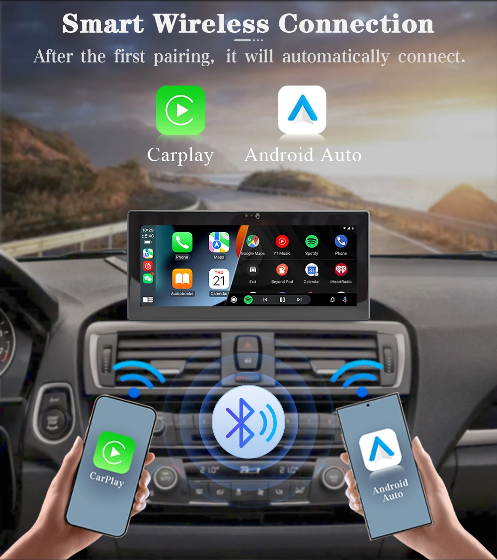 AUTOTOP 10.25'' 8+128G 1920*720P Car Gesture Control Screen Carplay Android Auto For BMW X3 F25 CIC NBT 2011-2017,BT 4G LTE WIFI