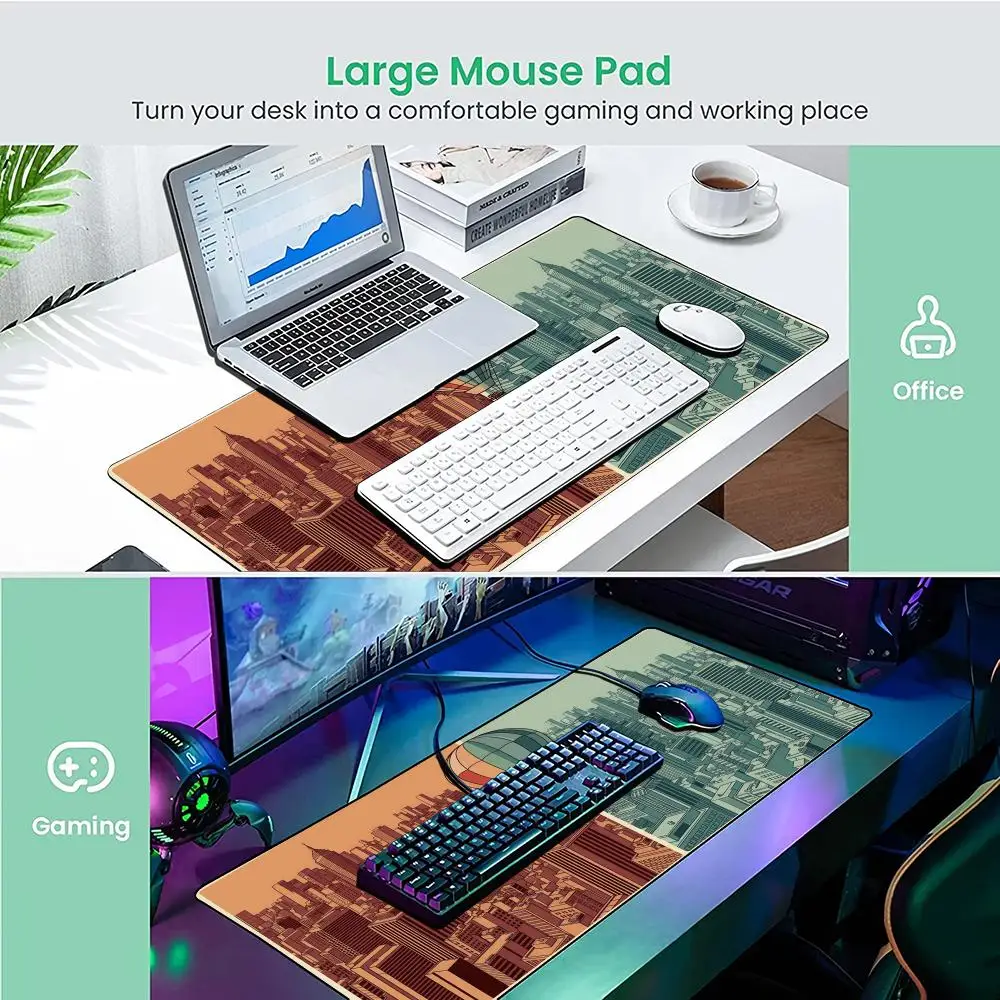 Arte astratta illustrazione al tramonto Tappetino per mouse Tappetino da scrivania Tappetino da gioco gamer accessori per PC Tastiera antiscivolo in gomma Tappetini per mouse estesi